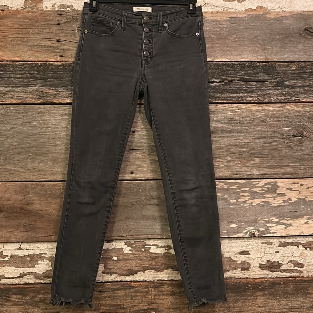 Madewell Button Fly 9" High Rise Skinny Fray Hem Jeans Size 27
